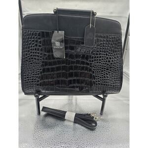 Dasein Handbag Satchel Purse Tote Croc Embossed Black